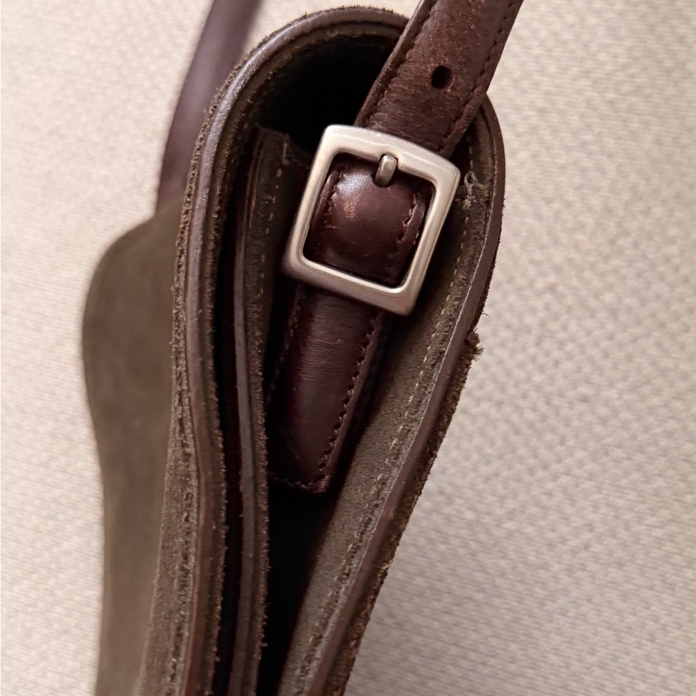 Rare Vintage Coach Olive Suede Leather Crossbody Bag - Picture 7 of 12
